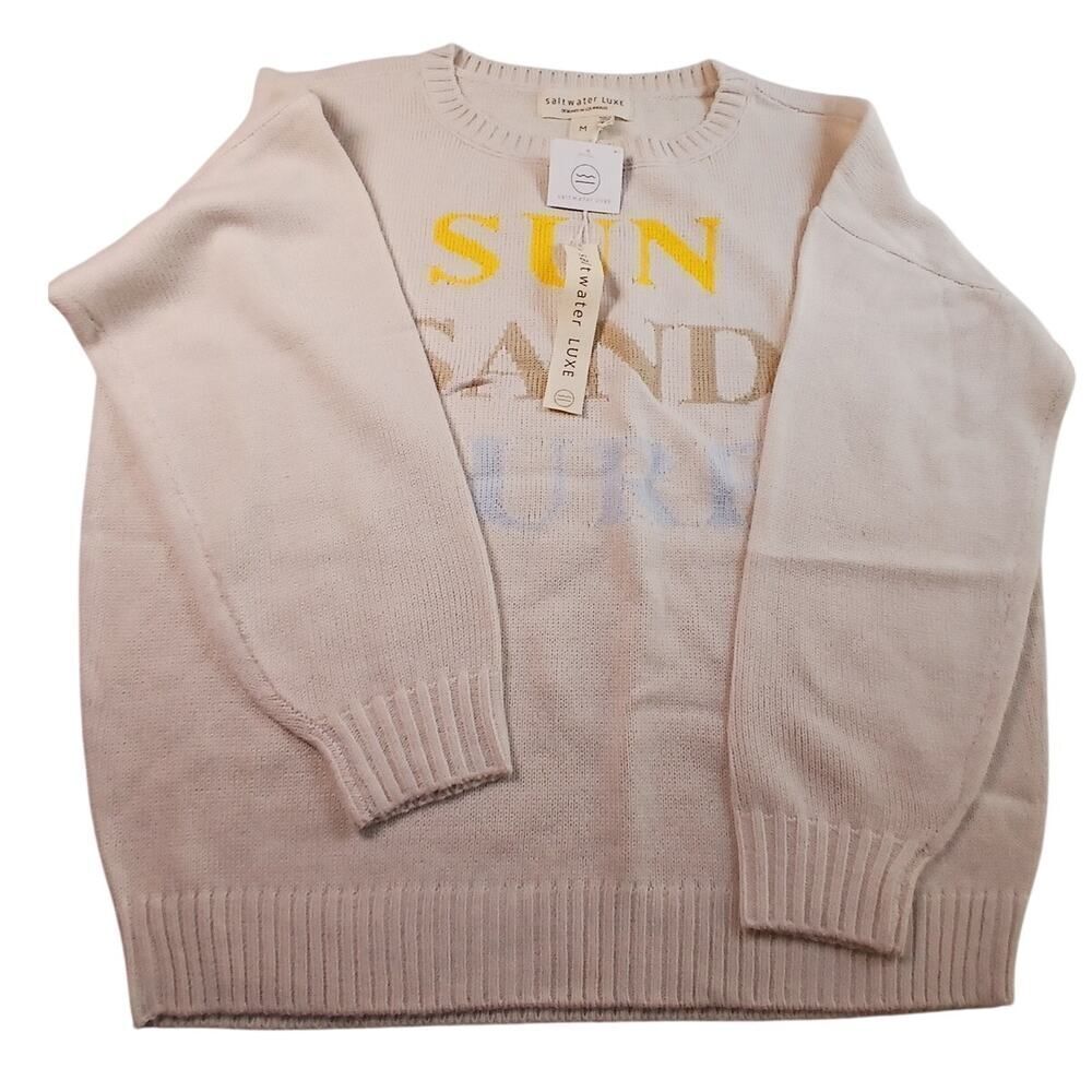 Saltwater Luxe Womens New/Tags Beige Scoopneck Long Sleeve Sweater - Size M